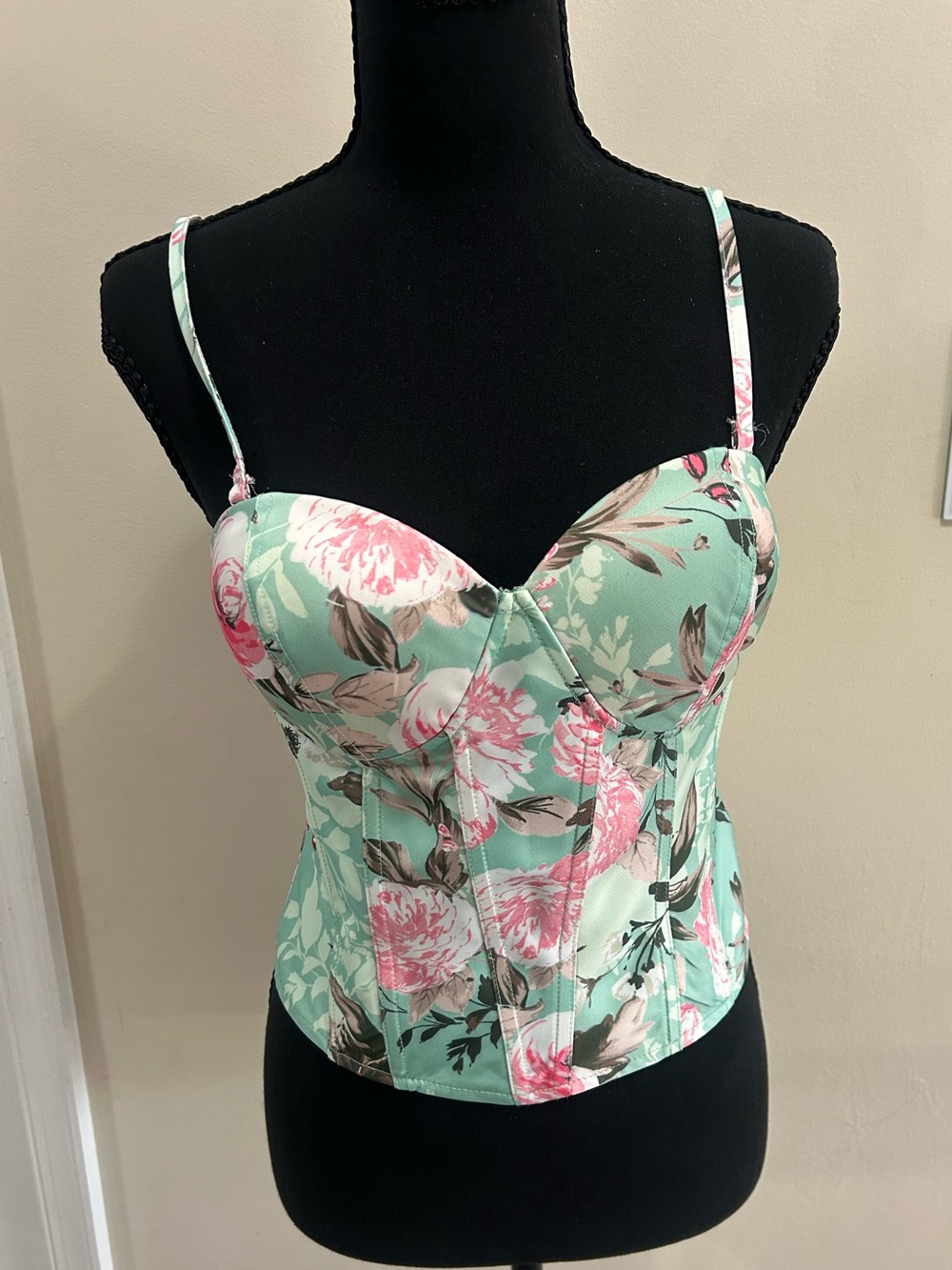 JLUXLABEL MINT FLORAL IVANA BUSTIER TOP - Picture 4 of 4
